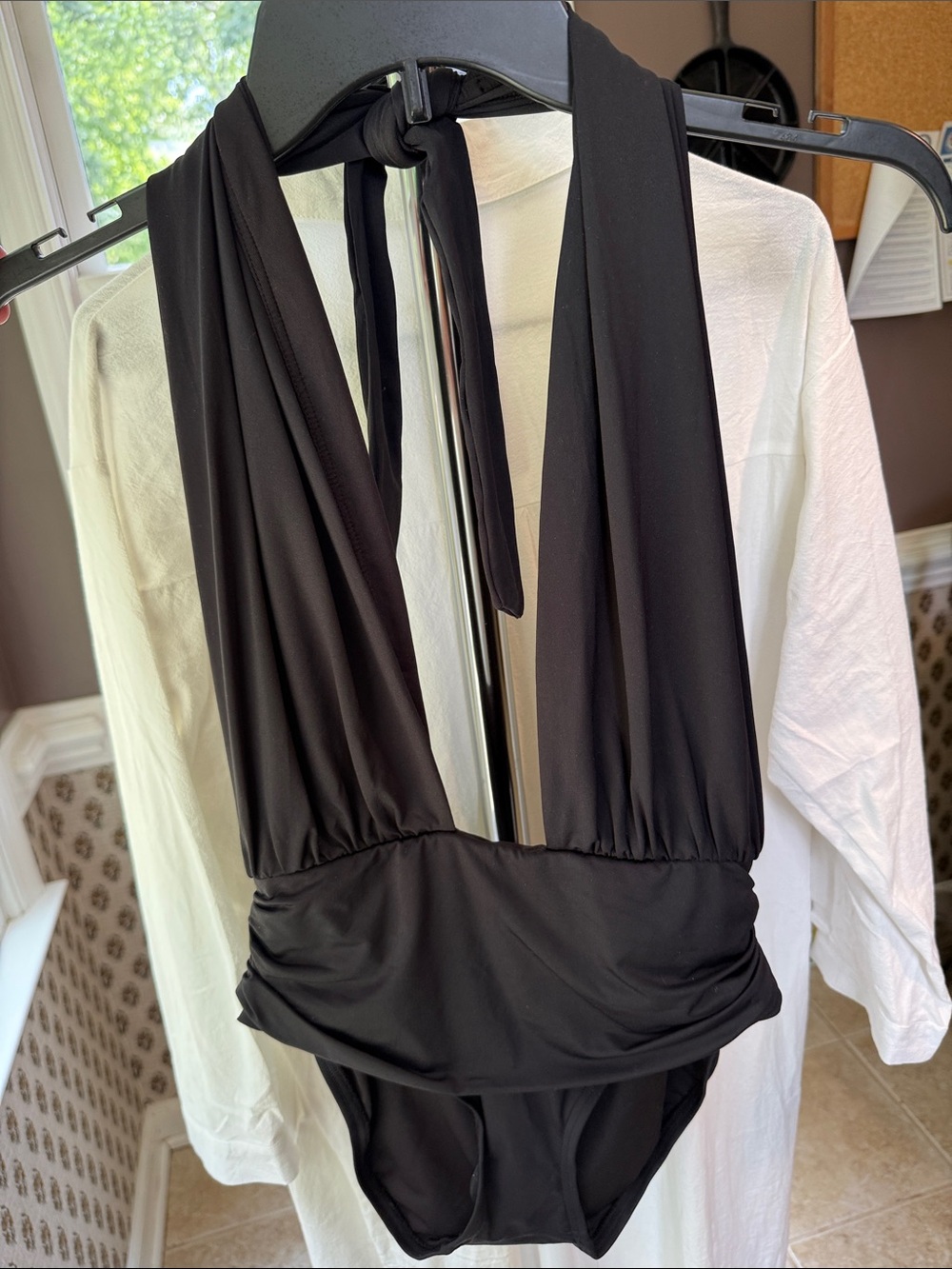 Banana Republic Black One-Piece Halter Swimsuit